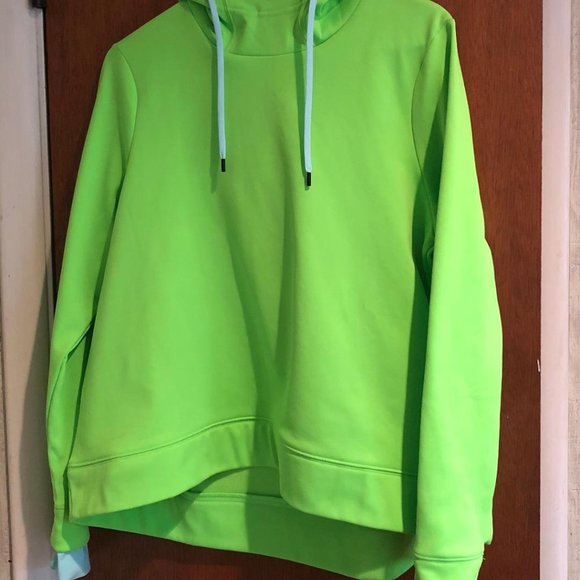 Champion, Loose Fit Hoodie, Size Medium, Fluorescent (Lime) Green with baby blue - Picture 2 of 8
